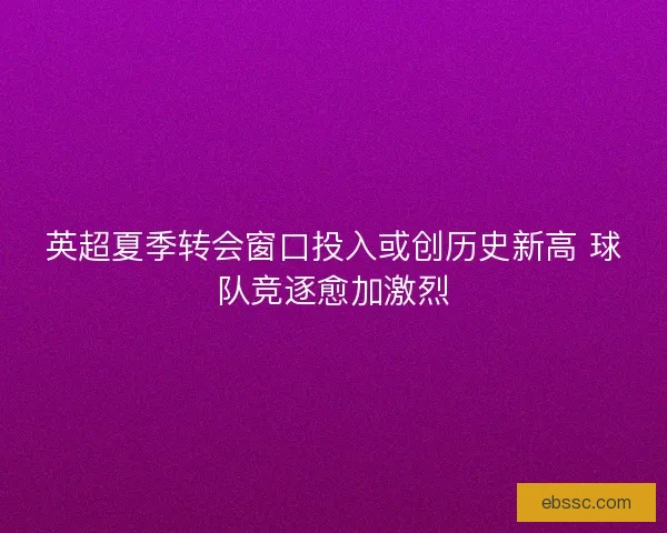英超夏季转会窗口投入或创历史新高 球队竞逐愈加激烈