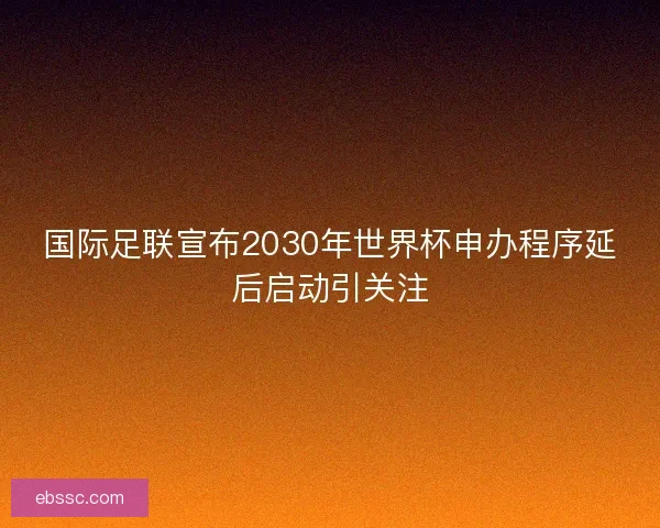 国际足联宣布2030年世界杯申办程序延后启动引关注